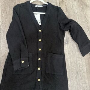 Black Dress with Gold Buttons